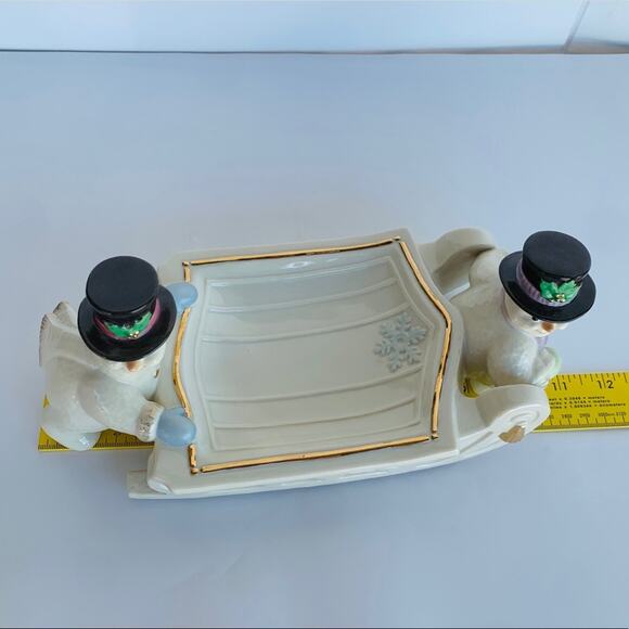 24KT Gold Lenox Snowman Candy Tray - Picture 8 of 11